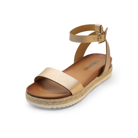 

Women‘s Silver Pu Open Toe Ankle Strap Espadrille Flatform Platform Sandals Women‘s Footwear