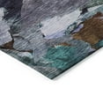 thumbnail image 4 of HomeRoots 603121 8 ft. Blue, Gray & Brown Round Abstract Washable Indoor & Outdoor Area Rug, 4 of 5