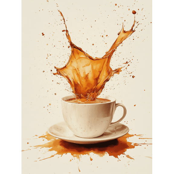 Coffee Splash Canvas Print/Wall Art，Suitable for Kitchen Decor，Dining Room Decor，Coffee Shop Decor，Cafe Decor，Office Decor and more.