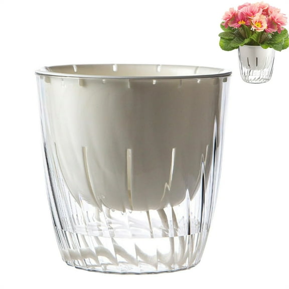 TGY 1 Pack Self Watering Planter,4.4inch Plants Pots with Drainage Holes,Modern Flower Pots,Plastic Nursery Pots,Thickened Absorbent Cotton Rope & Clear Visual Base,for Home Office