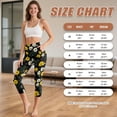 thumbnail image 6 of SCRAWLGOD Daisy Leaf Bubble Black High Waisted Capri Leggings with Pockets for Women, Breathable Butt Lifting Leggings, Comfy Slim Active Yoga Pants for Cycling Workout, 3XL, 6 of 7