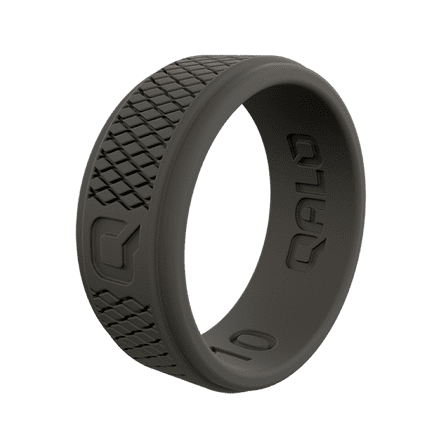 QALO Mens Dark Grey Crosshatch Q2X Ring Size 11