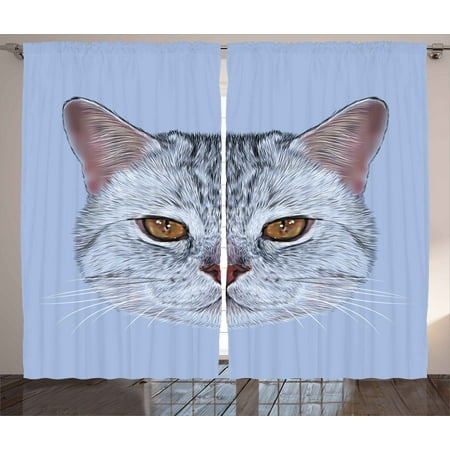 cat curtains 2 panels set scottish straight kitty portrait pet lovely companion hipster animal graphic - Cat Curtains cat curtains 2 panels set scottish straight kitty portrait pet lovely companion hipster animal graphic - Cat Curtains