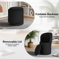 thumbnail image 4 of GEEYOO Modern Round Vanity Storage Stool,Sherpa Upholstered Ottoman with Foldable Backrest and Removable Lid,Comfy Makeup Stool for Bedroom Living Room,Black, 4 of 6
