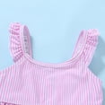 thumbnail image 3 of Toddler Girl Baby Swimsuit Ruffle Sleeveless Stripe Swimwear Two Pieces Bikini Set Beachwear, 3 of 5