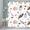 thumbnail image 5 of Halloween Kids Shower Curtain Cute Cartoon Ghost Pumpkin Shower Curtain Bathroom Set Bat Spider Web Wizard Hat Stars Leaves Bath Curtain Bathtub Accessories Home Decor 72"W x 84"L (Pack of 1), 5 of 6