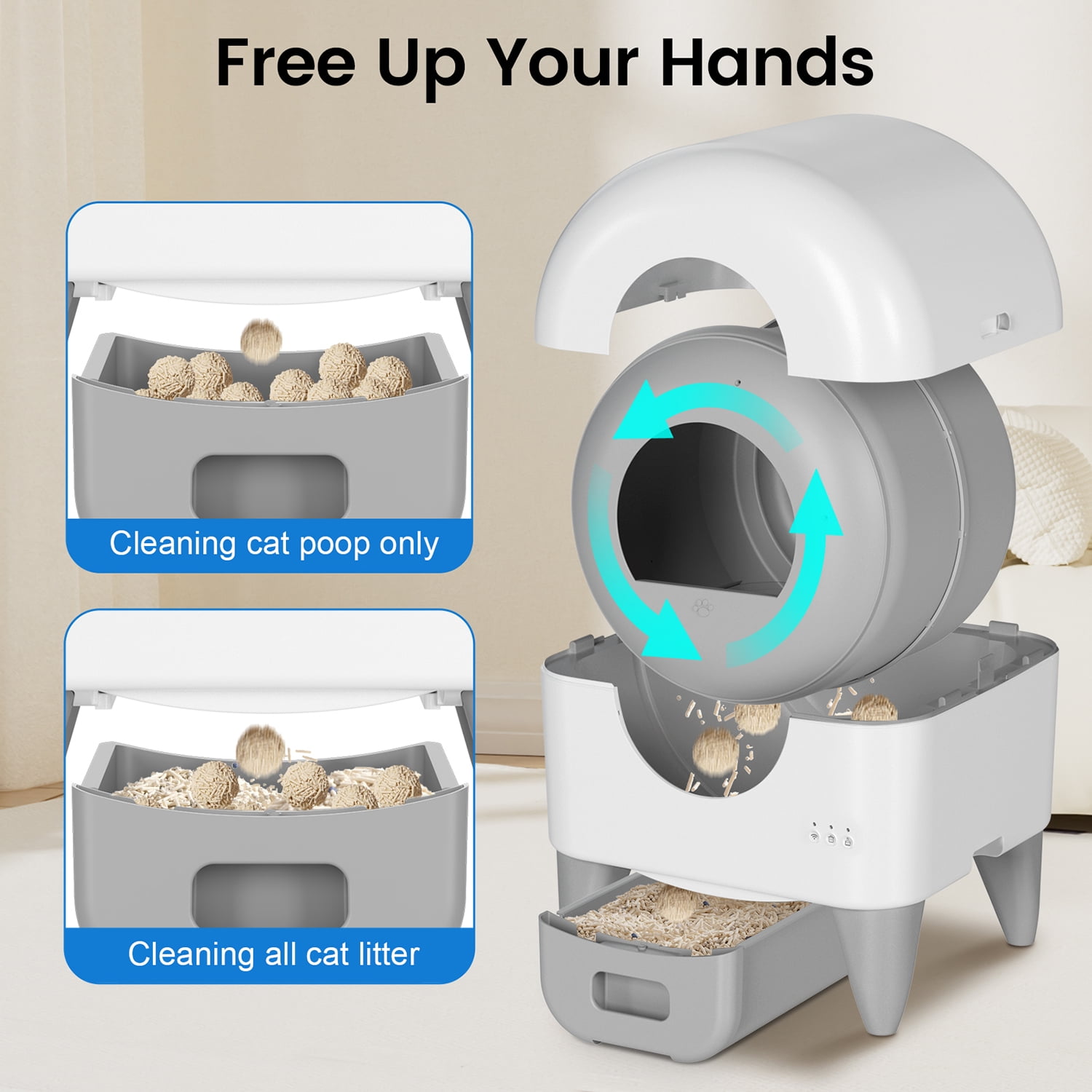 Cumrige Self-Cleaning Cat Litter Box, App Controlled, with Safety Sensor, Removable and Washable Liner Cumrige Self-Cleaning Cat Litter Box, App Controlled, with Safety Sensor, Removable and Washable Liner - Image 8