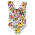 thumbnail image 1 of Traje de baño Angel Season para niñas, de una pieza, con volantes, girasoles, de 6 a 7 años, 1 of 6