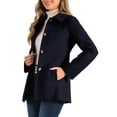 thumbnail image 4 of INSPIRE CHIC Women's Peter Pan Collar Single Breasted Overcoat Coat M Navy Blue, 4 of 6