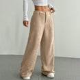 thumbnail image 4 of zaveiop Corduroy Pants Women Baggy Tall Cord Wide Leg Trousers Elastic Waist Comfy Work Pants Soft Cozy Palazzo Teacher Pant (Z-Khaki, XL), 4 of 5