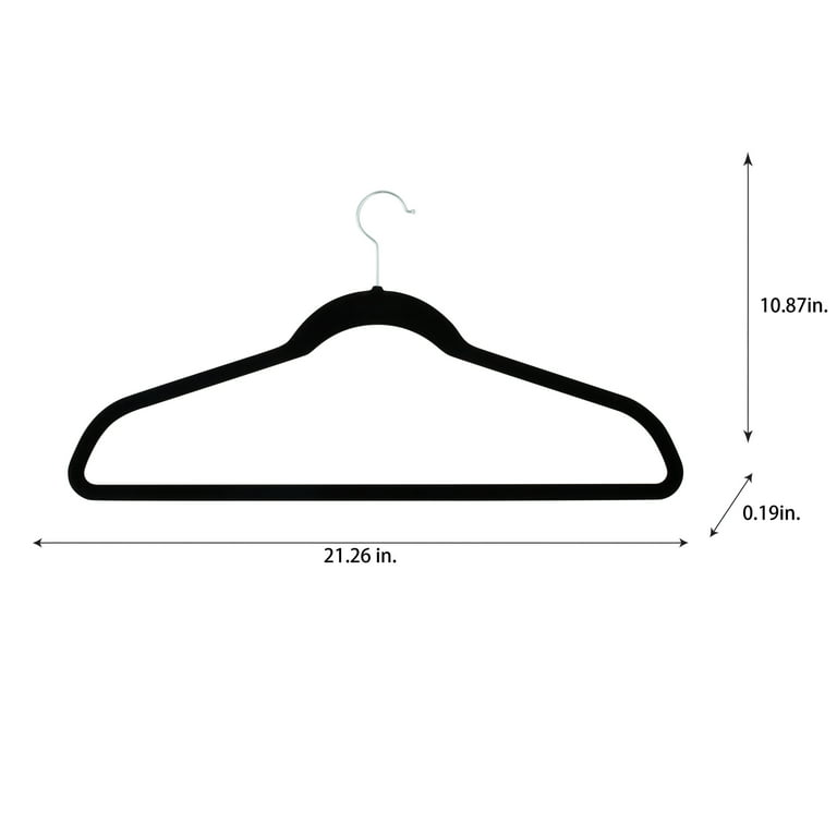 Adult Plastic Hangers: Black Flat 16 Inch Plastic Coat & Outerwear Hanger