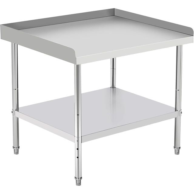 36 In x28 In x30 In Stainless Steel Grill and Equipment Stand - NSF-Certified Heavy-Duty Prep Table with Adjustable Legs and 2 In Edge Baffle