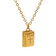 PAURO Bible Cross Necklace for Women Faith Stainless Steel Gold Pendant Adjustable Chain Simple Vintage Dainty Religious Personalized Spiritual Scripture Jewelry