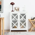 thumbnail image 3 of Costway Kitchen Buffet Sideboard Storage Cabinet w/Glass Doors & Adjustable Shelf White, 3 of 11