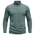 thumbnail image 6 of Men's High Neck Base T Shirt Solid Color Long Sleeved Slim Fit Lightweight Pullover Shirt Casual Home Daily Layering Tops Loungewear, 6 of 8