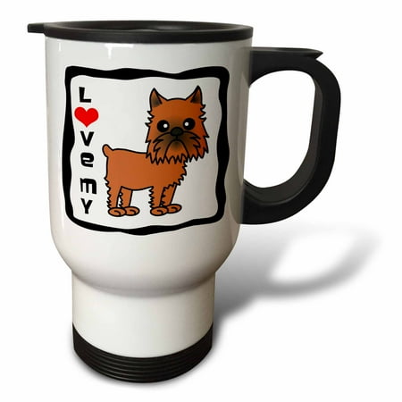 

3dRose I Love My Brussels Griffon Cropped Ears Travel Mug 14oz Stainless Steel