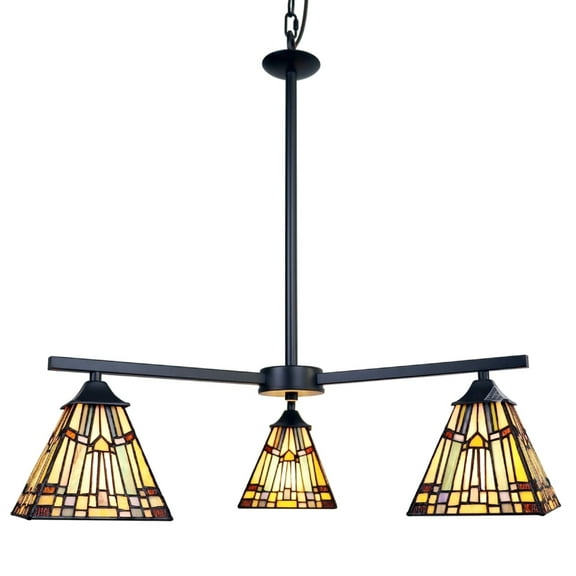 Chloe Lighting Kinsey Mission 3-Light Glass Mini Chandelier in Multi-Color