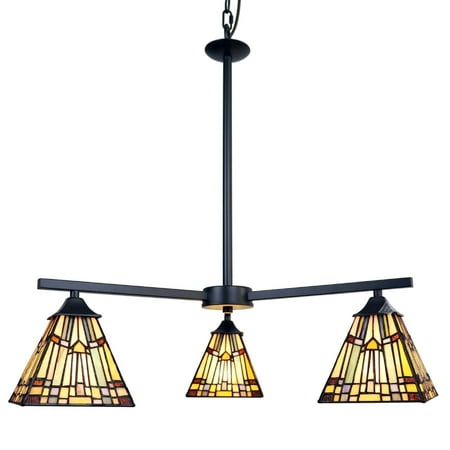 

CHLOE Lighting KINSEY Mission Tiffany-style Blackish Bronze 3 Light Mini Chandelier 27 Wide