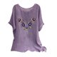 thumbnail image 2 of Fiudx Ofertas Flash Del Día Camiseta Holgada Informal con Estampado de Bordado para Mujer, Tops de Manga Corta y Blusa de Lino, 2 of 3