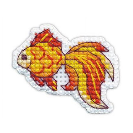UPC: 4680021531095 | Counted Cross Stitch Kit Badge-fish 1225 Needlework Orange Easy Small By Oven Plastic