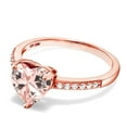 thumbnail image 3 of Gem Stone King 2.10 Ct Heart Shape Peach Nano Morganite 18K Rose Gold Plated Silver Ring, 3 of 5
