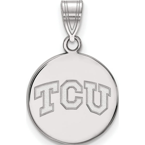 Sterling Silver S. Rh-P Logoart Texas Christian University Medium Disc Pendant (22 X 15) Made In United States ss037tcu