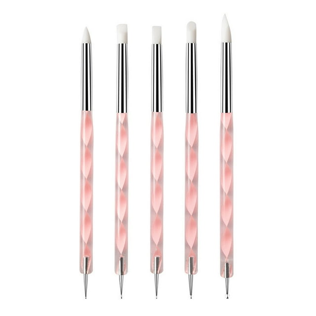 Visland 5 Pcs Silicone Clay Sculpting Tool Modeling Dotting Pottery Craft for DIY Handicraft Nail Art Cake Decoration
