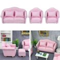 thumbnail image 5 of 1:/12 Dollhouse Furniture Couch, Vintage Double Lover Seat Wooden Handmade Singlg Pink Modern Settee Model Playhouse Living Room, 5 of 8