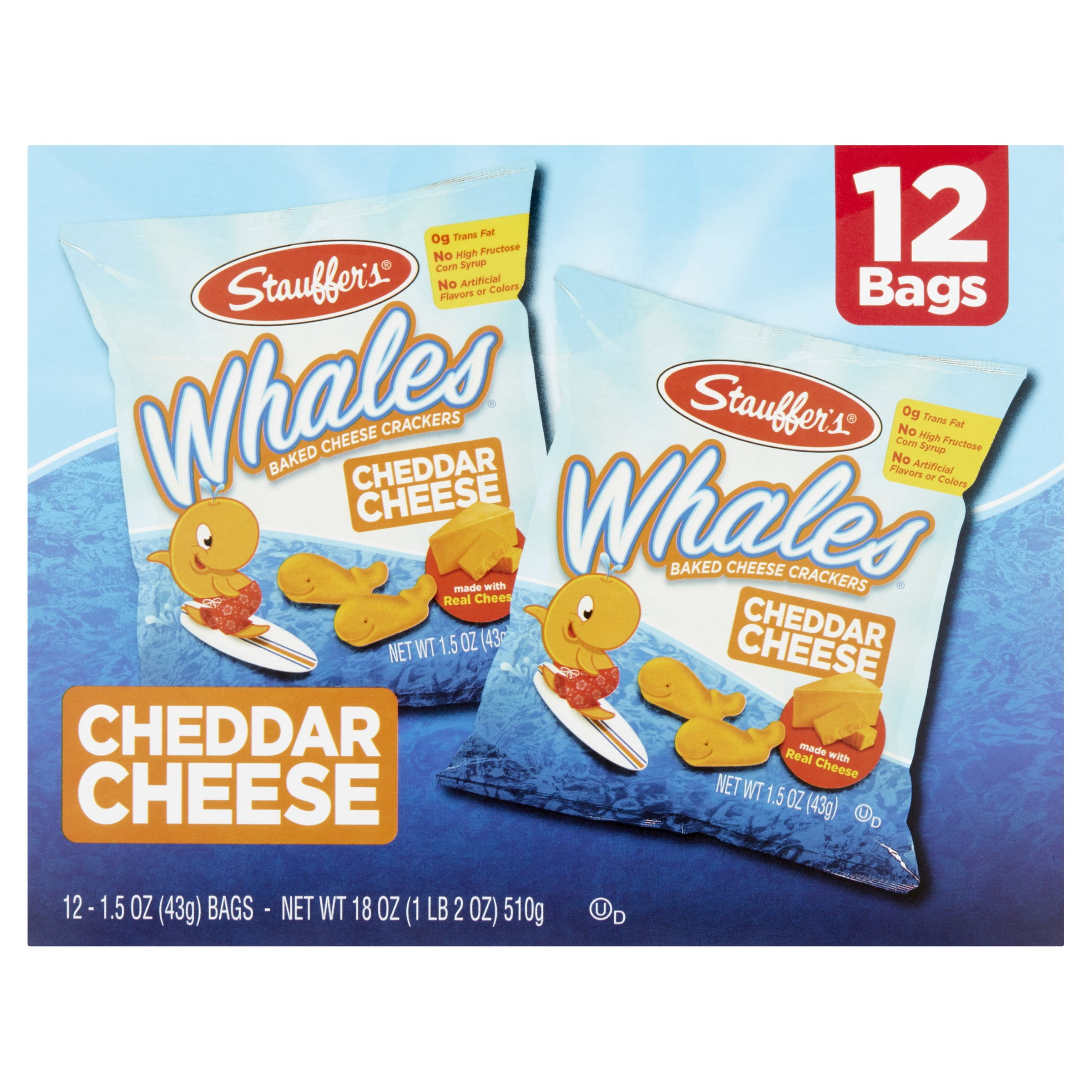 Stauffer's Whales Baked Cheddar Cheese Crackers, 1.5 Oz, 12 Ct