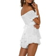 thumbnail image 6 of Women Short Jumpsuit, Short Sleeve Off-shoulder Solid Summer Playsuit for Party Club, 6 of 10