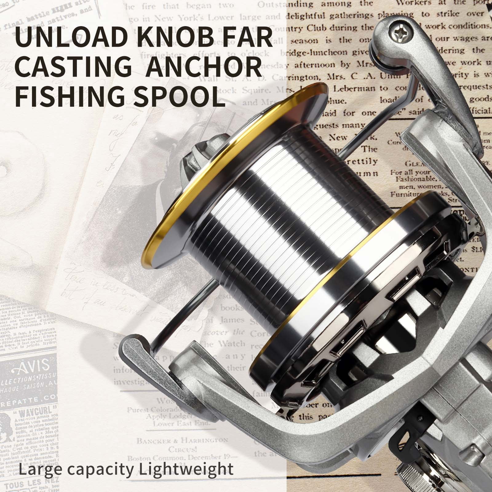 HAUT TON Spinning Reel 8000/9000/10000/12000/14000,6+1BB Metal Surf Fishing Reels,4.8:1 Gear Ratio 55lbs Drag Heavy Long Casting Inshore Saltwater Monster Fish