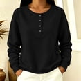 thumbnail image 7 of Jovrlynd Black Sweatshirt for Women Crewneck Long Sleeve Relaxed Fit Half Button Winter Sweatshirts Soft Comfy Pullover Tops 2XL, 7 of 7