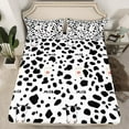 thumbnail image 2 of Manfei Kawaii Milk Cow Queen Sheet Sets for Teens, White Black Dots Flat Sheet, Cartoon Animal Style Queen Fitted Sheet, Lightweight Room Decor, 4 Pieces, 2 of 7