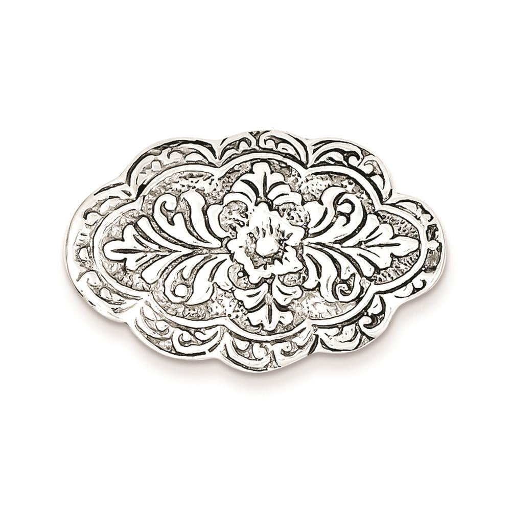 Antiqued Scalloped Oval Pin 21mmx31mm 925 Sterling Silver by