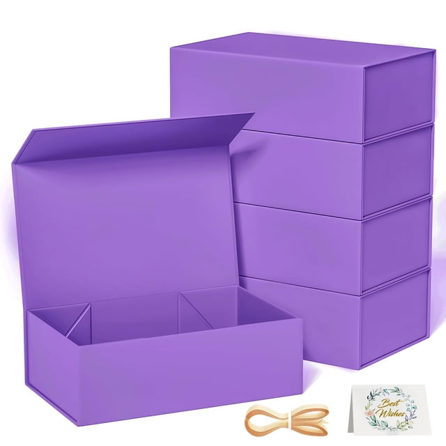 Caja de regalo RYDDOY, 9.5 x 6 x 3 pulgadas, cierre magnético morado, paquete de 5