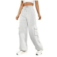 thumbnail image 2 of Cargo Sweatpants Joggers for Women High-Waisted Womens Sweatpants Cinch Bottom Comfy Running Athletic Sweatpants Joggers Women Drawstring with Pockets, 2 of 7