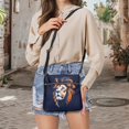 thumbnail image 5 of HELLHERO Fashion Sling Bag for Weekend Trips Daily Travel, PU Leather Durable Lightweight Satchel Bag, Lion Profile Navy, 5 of 7