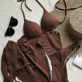 thumbnail image 6 of SWELTERING 2024 New Women's Sexy Solid Color High Waist Bikini Set Summer Fashion Beach Party Push Up Three Piece Swimsuit, 6 of 6