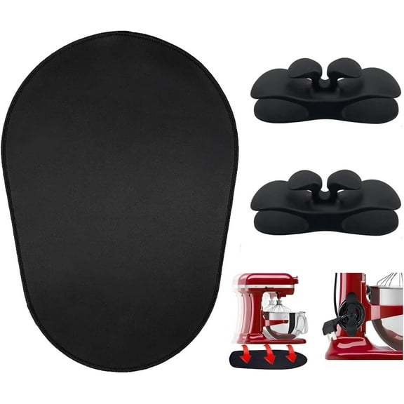 OUDIZZ Sliding Mats for Kitchen aid Head Stand Mixer with 2 Black Kitchen Accessories,Mixer Mover Slider Pad Compatible with 5-8Qt Tilt-Head Stand