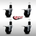 thumbnail image 2 of 3.5 Inch SS Hard Rubber Swivel 1-3/4 Inch Expand Stem Caster Set Brake, 2 of 2