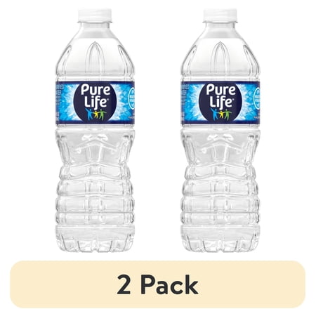 (2 pack) Pure Life Purified Water, 16.9 Fl Oz, Single Plastic Bottle