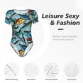 thumbnail image 4 of Pofeuu Colorful Fishing Baits Print Short Sleeve Body Suits Women Round Neck Bodysuits for Women Onesie Adult Set Body Suit-Small, 4 of 7