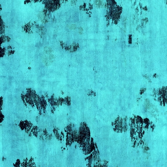 Ahgly Company Indoor Square Abstract Turquoise Blue Modern Area Rugs, 4' Square