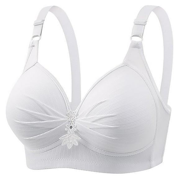 iHPH7 Bras for Older Women, Push Up Bra, Cotton Bras for Women, Wireless Bras for Women, Comfortable Bras for Women, White 36