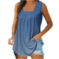 thumbnail image 2 of Wiyuqeen Womens Side Split Tank Tops Classic Fashion Marble Printed Blouses Baggy Pleated Square Neck T-shirts Elegant Summer Sleeveless Graphic Tees, 2 of 5