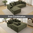 thumbnail image 1 of 108" Modular Corduroy Sectional Sofa – Cloud Couch with Deep L-Shaped Left-Facing Chaise, Soft Boneless Design, No Assembly Needed, Comfortable Green Sofa for Living Room or Bedroom – Olive Green, 1 of 8