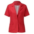 thumbnail image 5 of Sopiago Short Sleeve Blazers for Women Open Front Work Office One Button Jackets Blazer Pocket Red,2XL, 5 of 6