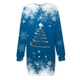 thumbnail image 3 of Christmas Dresses for Women Party Long Sleeve Pullover Xmas Dress Round Neck (Blue L), 3 of 4