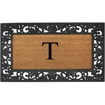 A1 Home Collections Rubber Coir Doormat Outdoor Entrance Floor Entryway Mat, Beige/Black, 23"x 38"