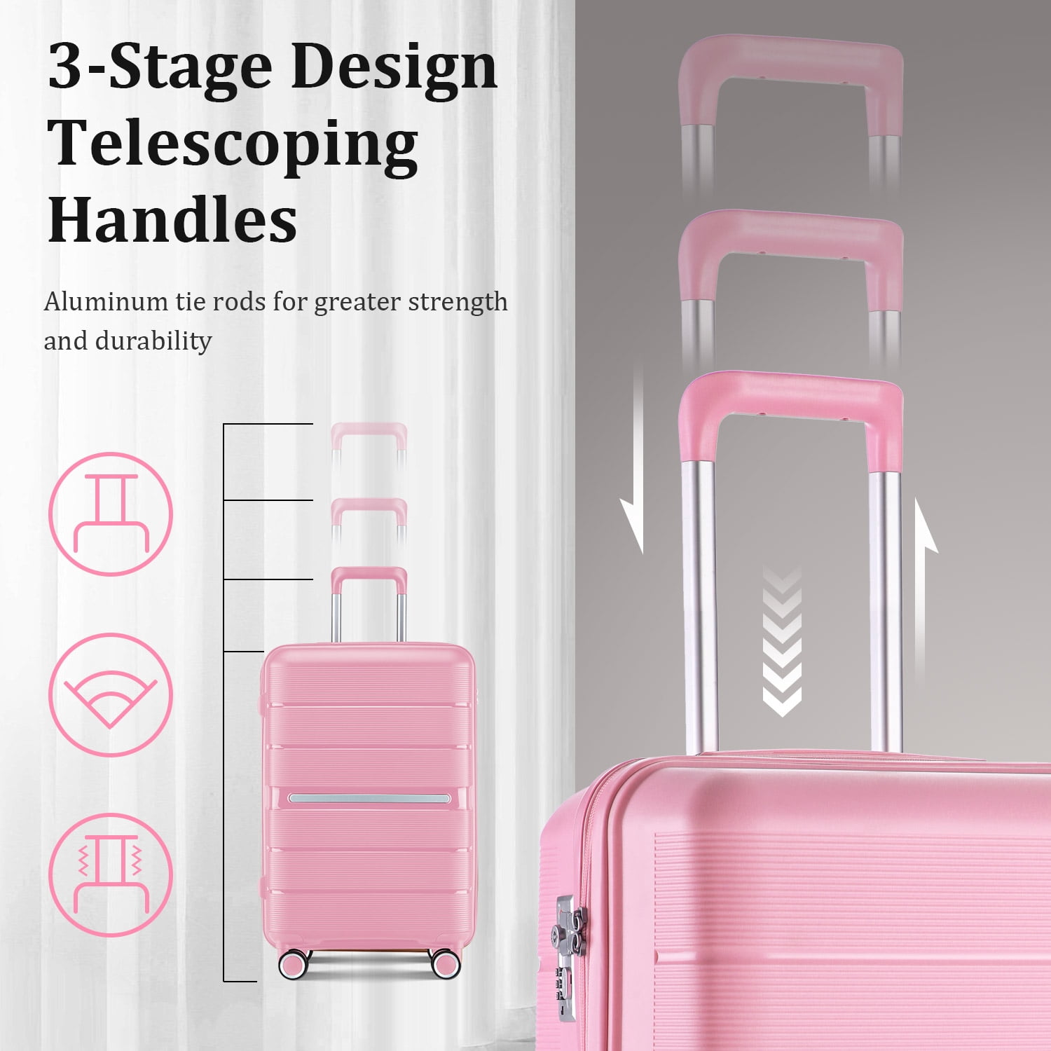 PC Hardshell 3-Piece Luggage Set with TSA Lock, 21" Carry-On + 29" Expandable Spinner Suitcase, Lightweight Durable Travel Luggage with 360° Wheels